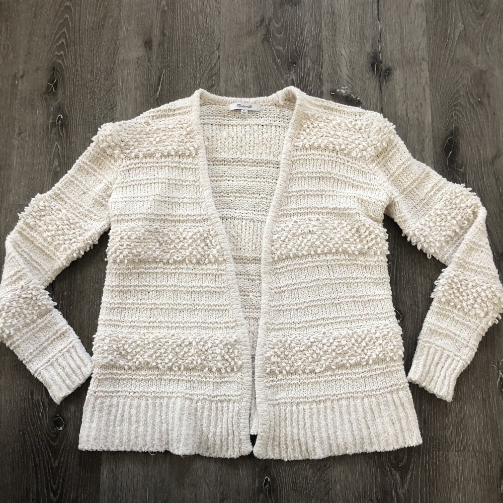 Madewell Bronson Ivory White Textured‎ Open Cardigan Sweater Womens XS